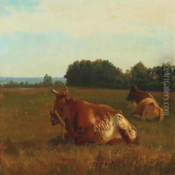 Cows In The Field Oil Painting - Wilhelm Zillen