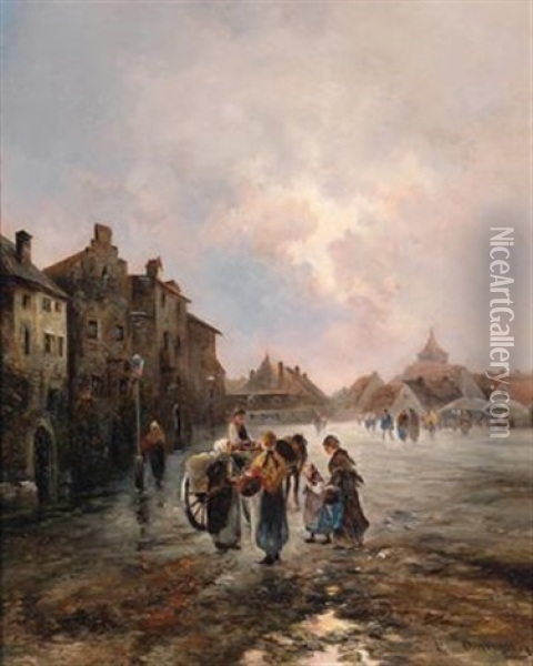 Motiv Aus Schaerbeck, Dorf Und Vorort Brussels Oil Painting - Emil Barbarini