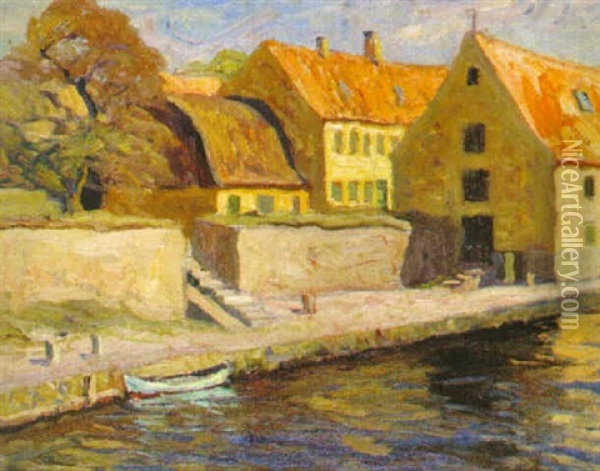 Bebyggelse Vid Kanalen Oil Painting - Oscar Hullgren