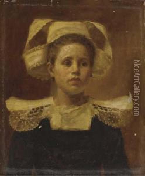 Portrait Of A Breton Child Oil Painting - Aloysius C. O'Kelly