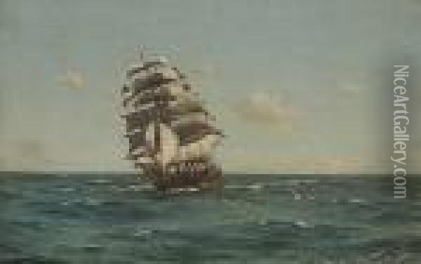 Shortening Sail Oil Painting - Thomas Jacques Somerscales