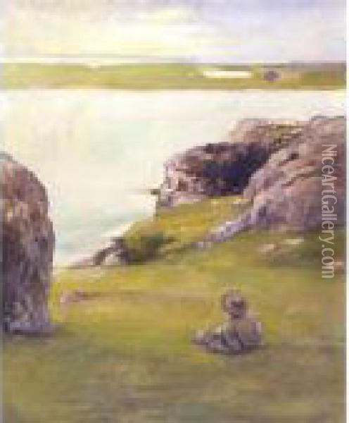 Study At Brenton's Cove, Newport, Looking Towards Fort Adams Oil Painting - John La Farge