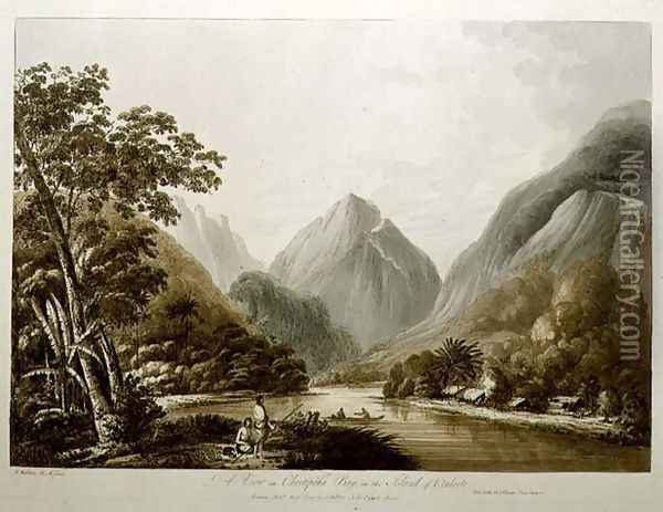 A View in Oheitepeha Bay in the Island of Otaheite, from Views in the South Seas, pub. 1791 Oil Painting - John Webber