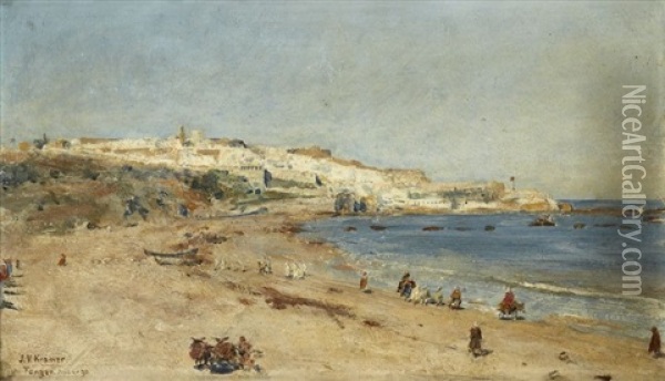 Vue De Tanger Oil Painting - Johann Victor Kramer