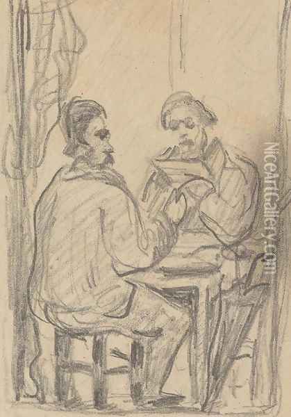 Zola et Alexis Oil Painting - Paul Cezanne