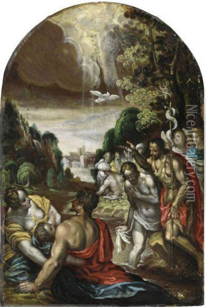 Battesimo Di Cristo Oil Painting - Paolo Farinati