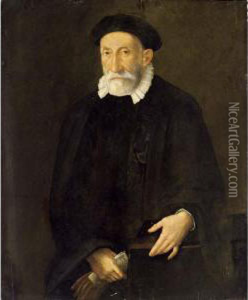 A Portrait Of A Bearded Gentleman Oil Painting - Giovanni Battista Moroni