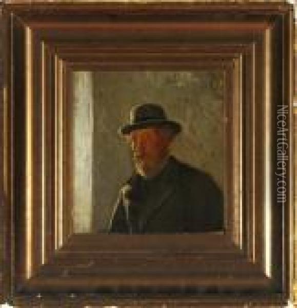 An Elderly Gentleman With A Hat And A Full Beard Oil Painting - Julius Exner
