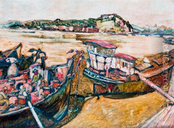 Dunai Barkak Oil Painting - Hugo Scheiber