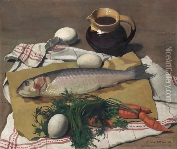 Mulet, Vegtables And Eggs, 1919 Oil Painting - Felix Edouard Vallotton