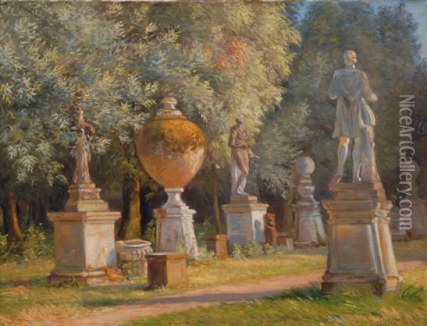 A Park In Rome Oil Painting - Hans Gyde-Petersen