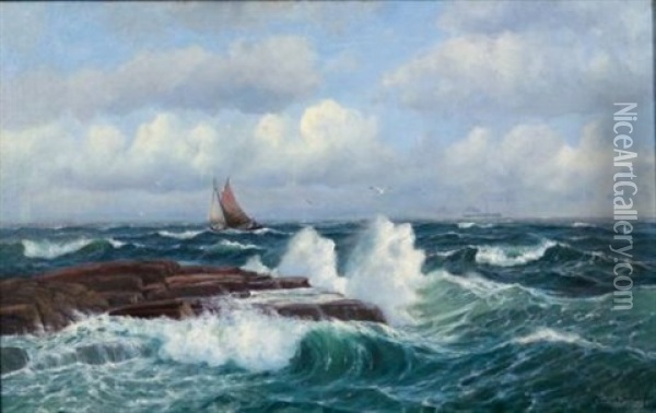 Coastal View Oil Painting - Conrad Hans Selmyhr