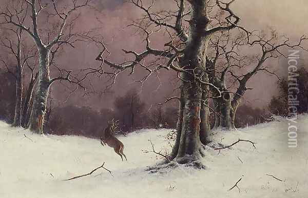 The Deer Hunt Oil Painting - Nils Hans Christiansen