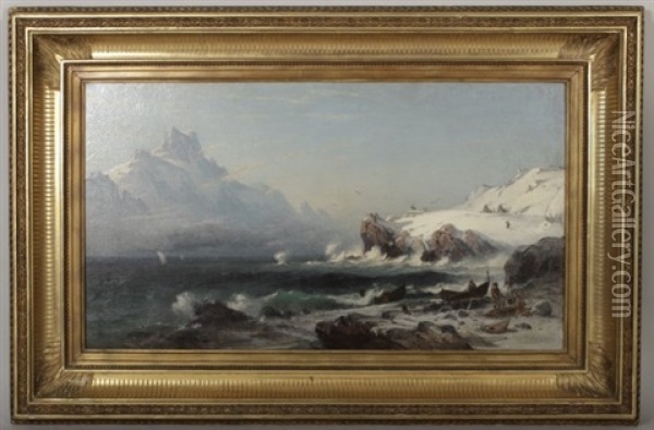 Arctic Fishermen Oil Painting - Albert Berg