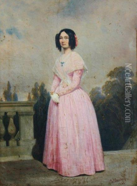 Portrait D'elegante Oil Painting - Pharamond Blanchard