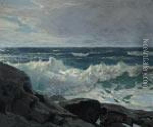Surf On A Rocky Coast Oil Painting - Frederick Judd Waugh