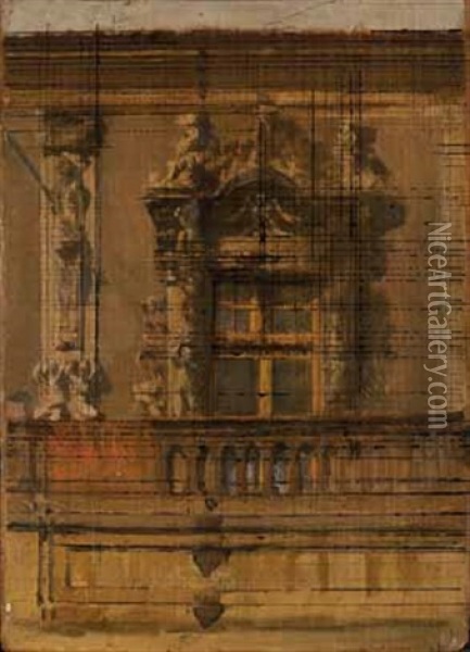 Senza Titolo (studio Architettonico)(+ Another; 2 Works) Oil Painting - Tranquillo Cremona