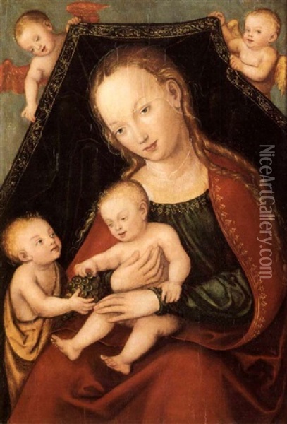 The Virgin And Child With The Infant Saint John The Baptist And Two Putti Oil Painting - Lucas Cranach the Elder