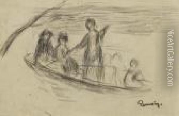 Personnage Dans Une Barque. Oil Painting - Pierre Auguste Renoir