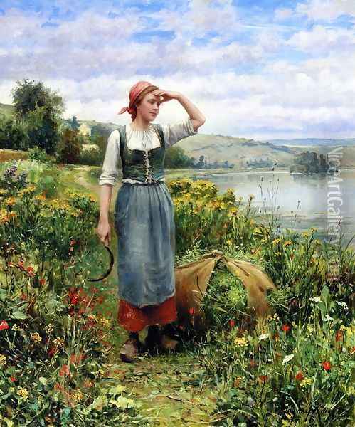 A Field Of Flowers Oil Painting - Daniel Ridgway Knight