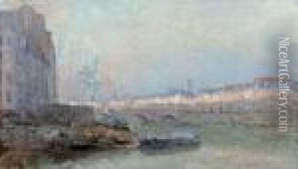 La Seine Et Les Quais, Au Pont Marie, Declin Du Jour Oil Painting - Albert Lebourg