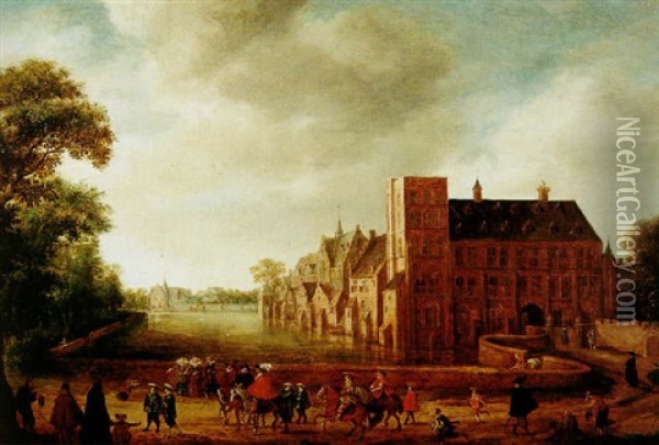 Der Vijverberg In Den Haag Mit Austreitenden Oranischen Prinzen Oil Painting - Joost Cornelisz. Droochsloot
