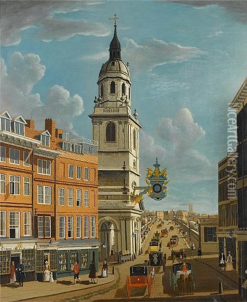 The Church Of Saint Magnus And Old London Bridge Oil Painting - Samuel Scott