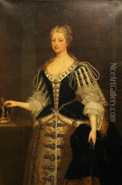 Portrait Of Queen Anne Of Austria (1604-1666) Oil Painting - Godfrey Kneller
