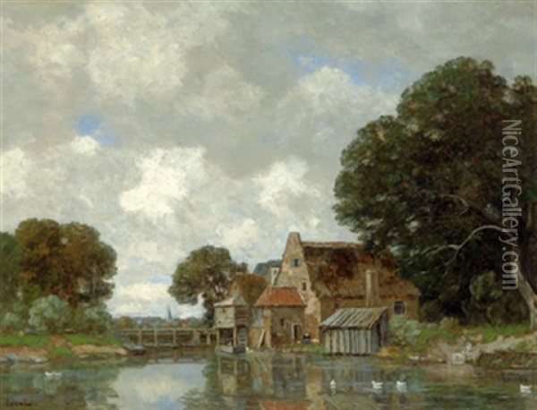 Hollandische Kanallandschaft Oil Painting - Gilbert Von Canal