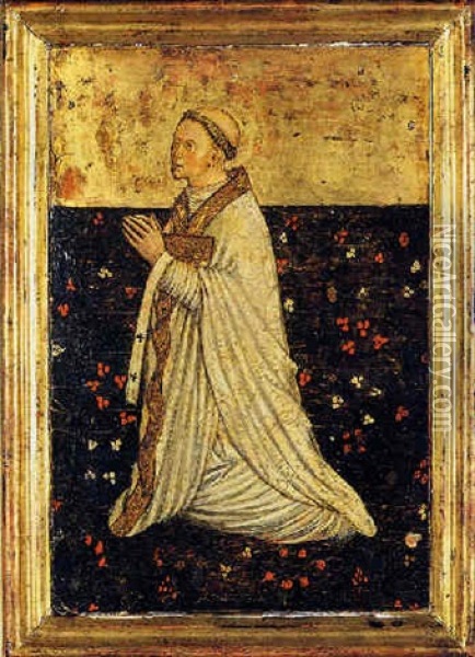 Vescovo In Preghiera Oil Painting - Jacobello Del Fiore