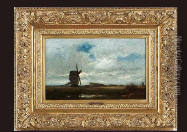 Windmill In Normandie Oil Painting - Jules Dupre