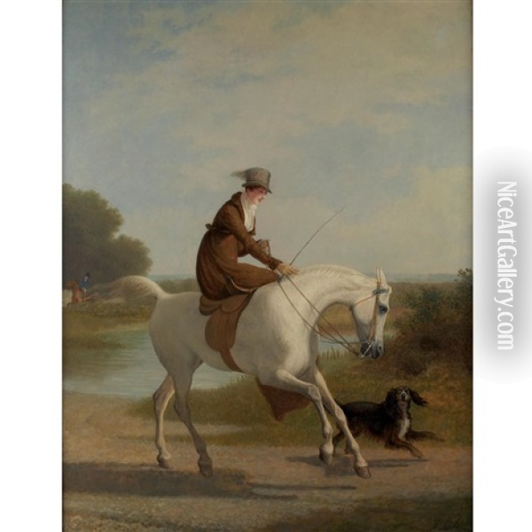 Miss Cazenove On Her Favorite Hunter Oil Painting - Jacques-Laurent Agasse