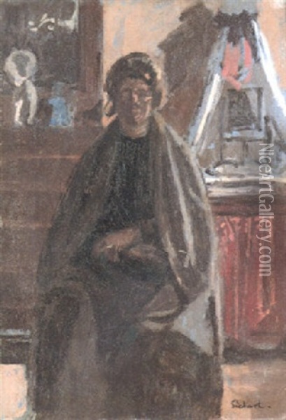 Seated Venetian Woman: Carolina Dell'aqua (dona In Casa) Oil Painting - Walter Sickert