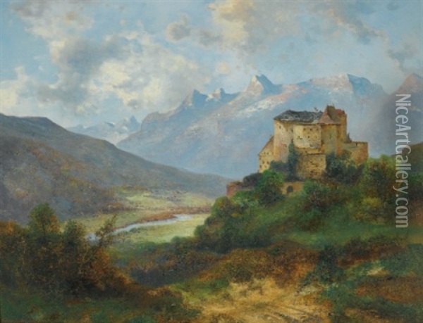 Schloss Vaduz Oil Painting - Adolf Obermuellner