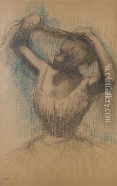 Danseuse Rajustant Sa Coiffure Oil Painting - Edgar Degas