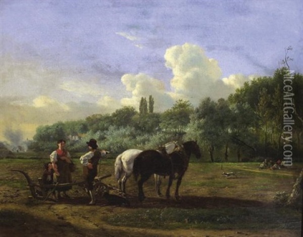 Le Repos Du Laboureur Oil Painting - Jean-Baptiste de Jonghe