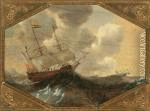 Ships On A Stormy Sea Oil Painting - Bonaventura, the Elder Peeters