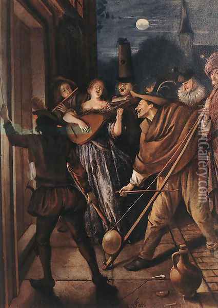 Nocturnal Serenade c. 1675 Oil Painting - Jan Steen