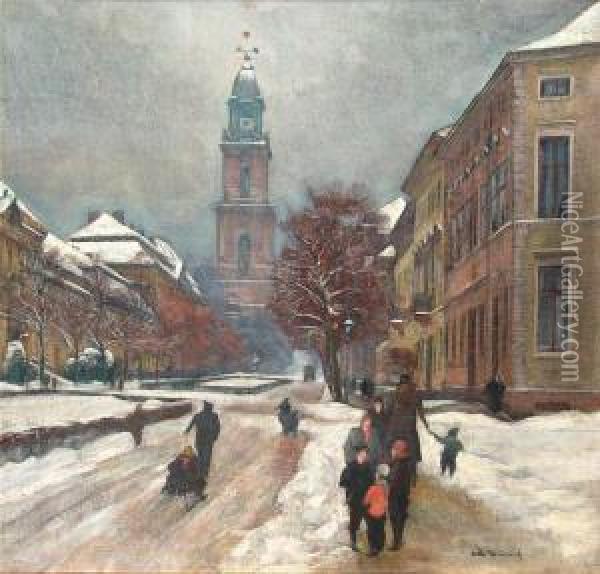Winterliche Ansicht Von Potsdam Mit Der Garnisonskirche Im Hintergrund Oil Painting - Heinrich Otto