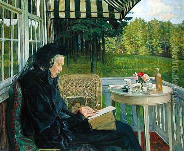 Marie Zacharias Sunny Evening Oil Painting - Leopold Karl Walter von Kalckreuth