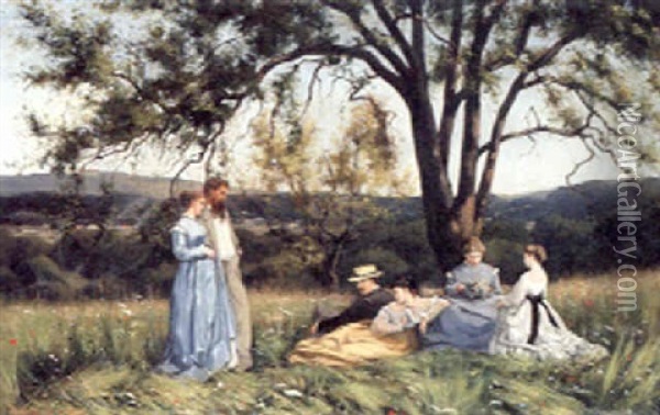 Dans La Prairie Oil Painting - Henri Pierre Hippolyte Dubois
