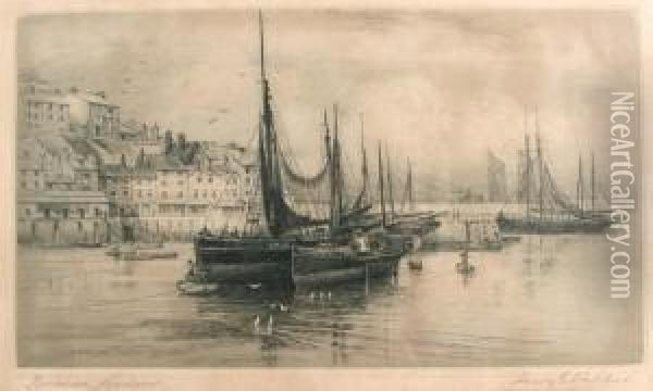 Brixham Harbour Oil Painting - Henry Jnr Alken