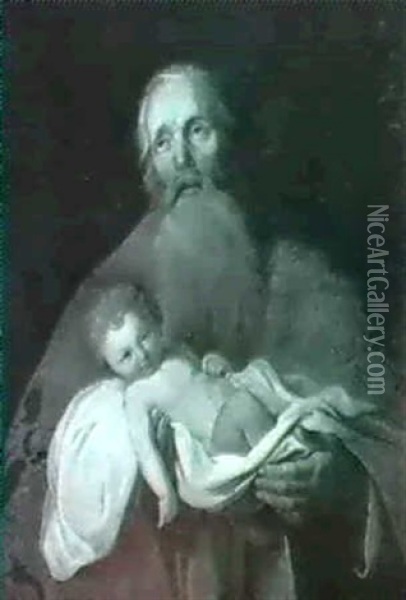 Saint Simeon Holding The Infanchrist. Oil Painting - Abraham Bloemaert