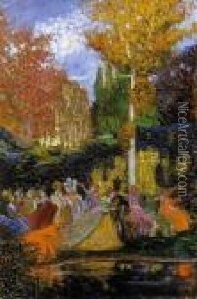 Masked Ball In The Park Oil Painting - Louis Mark