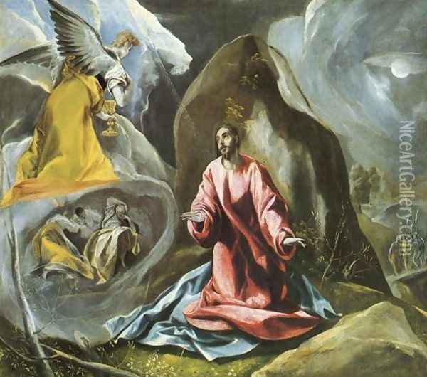 The Agony in the Garden c. 1590 Oil Painting - El Greco (Domenikos Theotokopoulos)