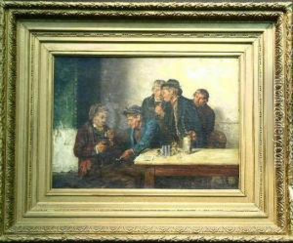 Men In A Tavern Oil Painting - G. Hugo Kotschenreiter