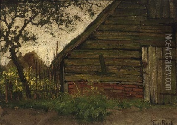 A Barn Oil Painting - Theophile De Bock