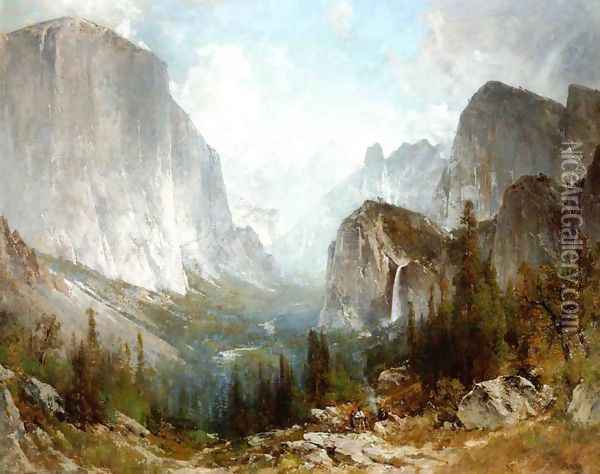 Piute Indians at the Gates of Yosemite Oil Painting - Thomas Hill