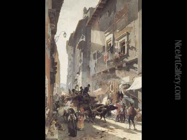 Rue du Marche Oil Painting - Franz Theodor Aerni