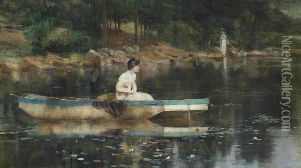 Woman Fishing Oil Painting - Francis Coates Jones